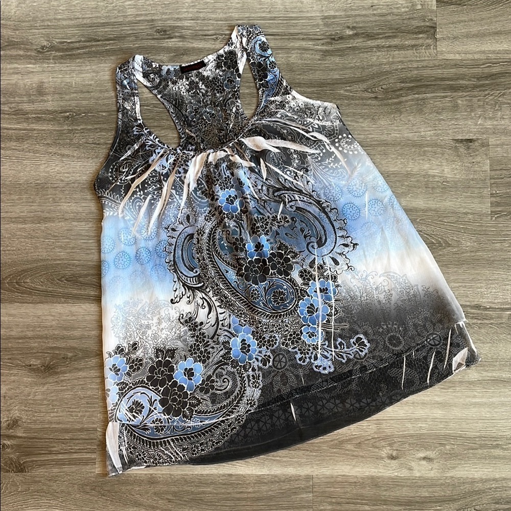 Crimson NY floral racer back tank top